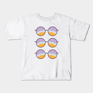 Wavy Sunglasses Triple Kids T-Shirt